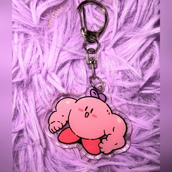 Nintendo Accessories - Cute Pink Cartoon Character Keychain hilarious buff Kirby Nintendo accessories